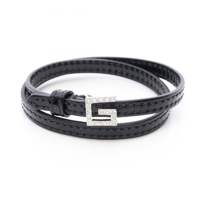 グッチ GUCCI Gロゴ ブレスレット アクセサリー メタル / エナメルレザー / ラインストーン レディース ブラック系 / クリア系 【中古】