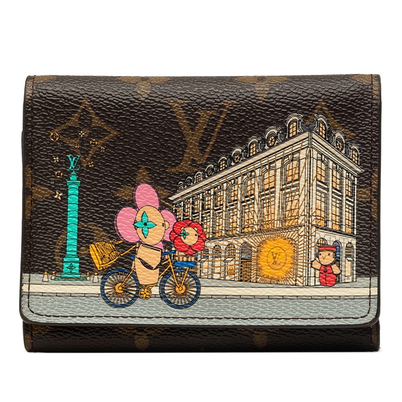 ルイ ヴィトン モノグラム ヴィヴィエンヌ ポルトフォイユ ヴィクトリーヌ 三つ折り財布 コンパクトウォレット M81638 ブラウン ピンク PVC レディース LOUIS VUITTON 中古