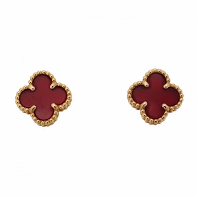 ★SALE【6jdb0239】ヴァンクリーフ&アーペル ピアス スウィート アルハンブラ K18PG ピンクゴールド カーネリアン レッド【中古】レディース