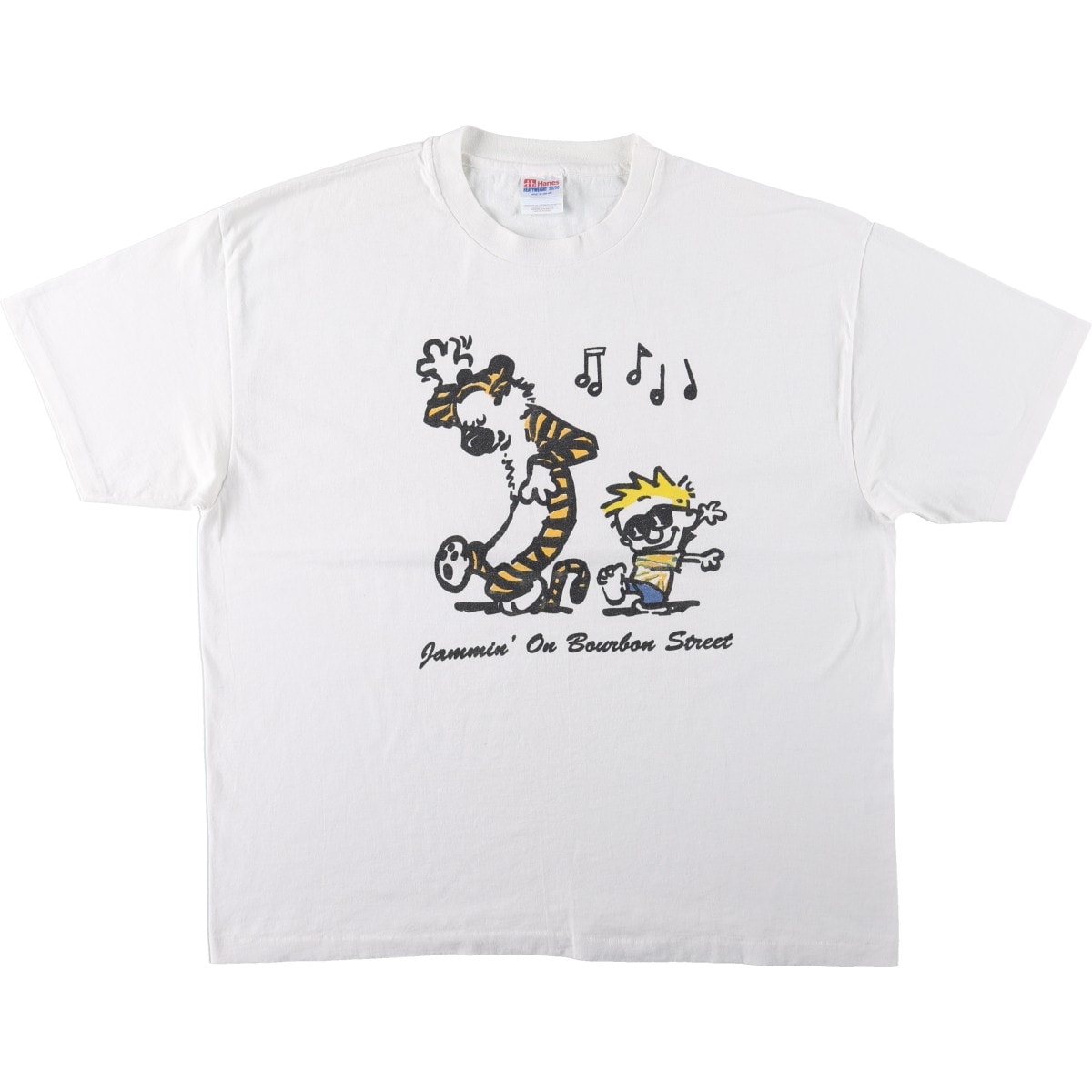 古着 90年代 ヘインズ Hanes HEAVYWEIGHT 50/50 Calvin and Hobbes カルビンとホッブス キャラクタープリントTシャツ USA製 メンズXL相当 ヴィンテージ/eaa664439