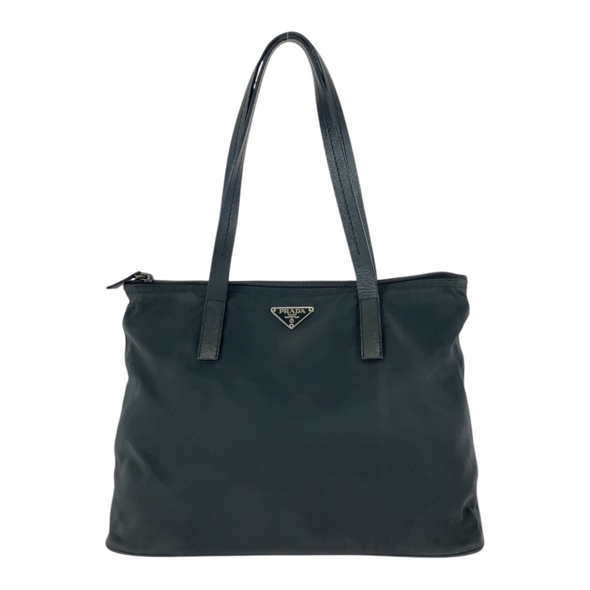 美品 PRADA プラダ テスート 三角ロゴプレート ブラック 黒 シルバー金具 ナイロン レザー/ トートバッグ ショルダーバッグ 506747 【中古】