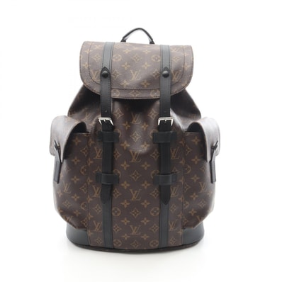 ルイ・ヴィトン LOUIS VUITTON クリストファー MM リュックサック バックパック バッグ PVCコーティングキャンバス レザー モノグラム・マカサー メンズ ブラウン系 / ブラック系 M43735 【中古】