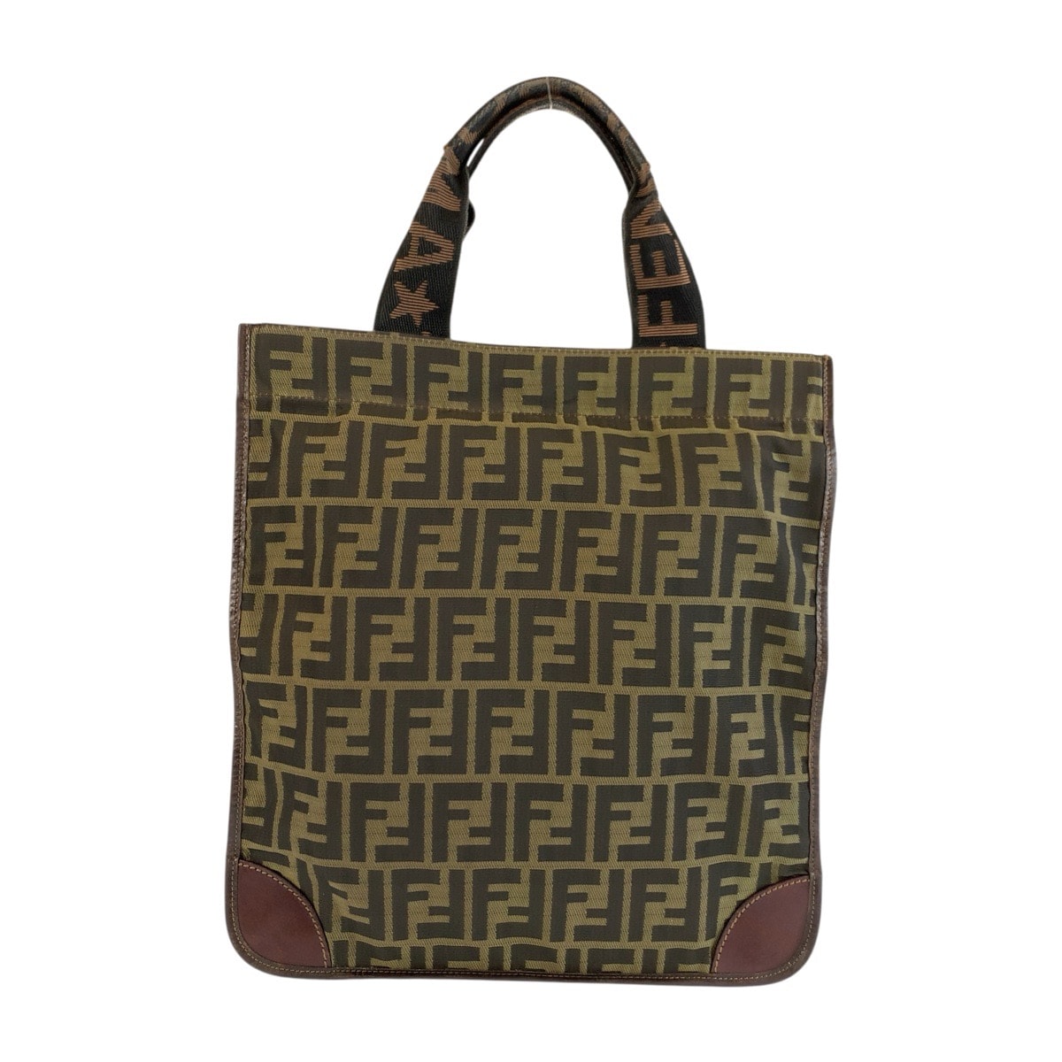 美品 FENDI フェンディ ズッカ ブラウン シルバー金具 キャンバス レザー/ トートバッグ ハンドバッグ 604278 【中古】