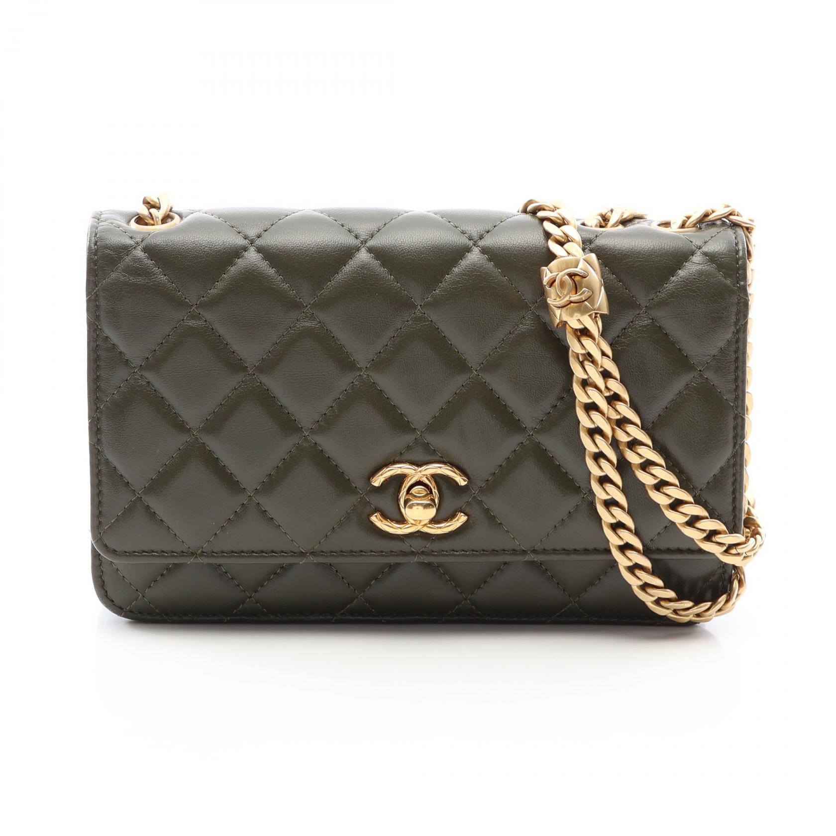 シャネル CHANEL マトラッセ ショルダーバッグ バッグ ラムスキン(羊革) レディース カーキ系 AP3043 【中古】