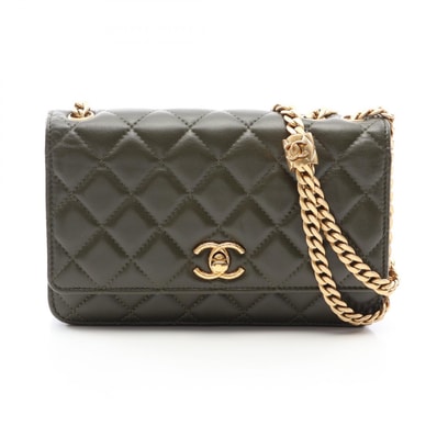 シャネル CHANEL マトラッセ ショルダーバッグ バッグ ラムスキン(羊革) レディース カーキ系 AP3043 【中古】