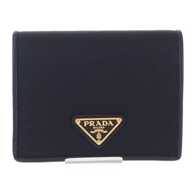 プラダ PRADA Re-Nylon テスートコンパクトウォレット 1MV204 二つ折り財布 サフィアーノ ナイロン ブラック レディース メンズ【中古】【SAランク】