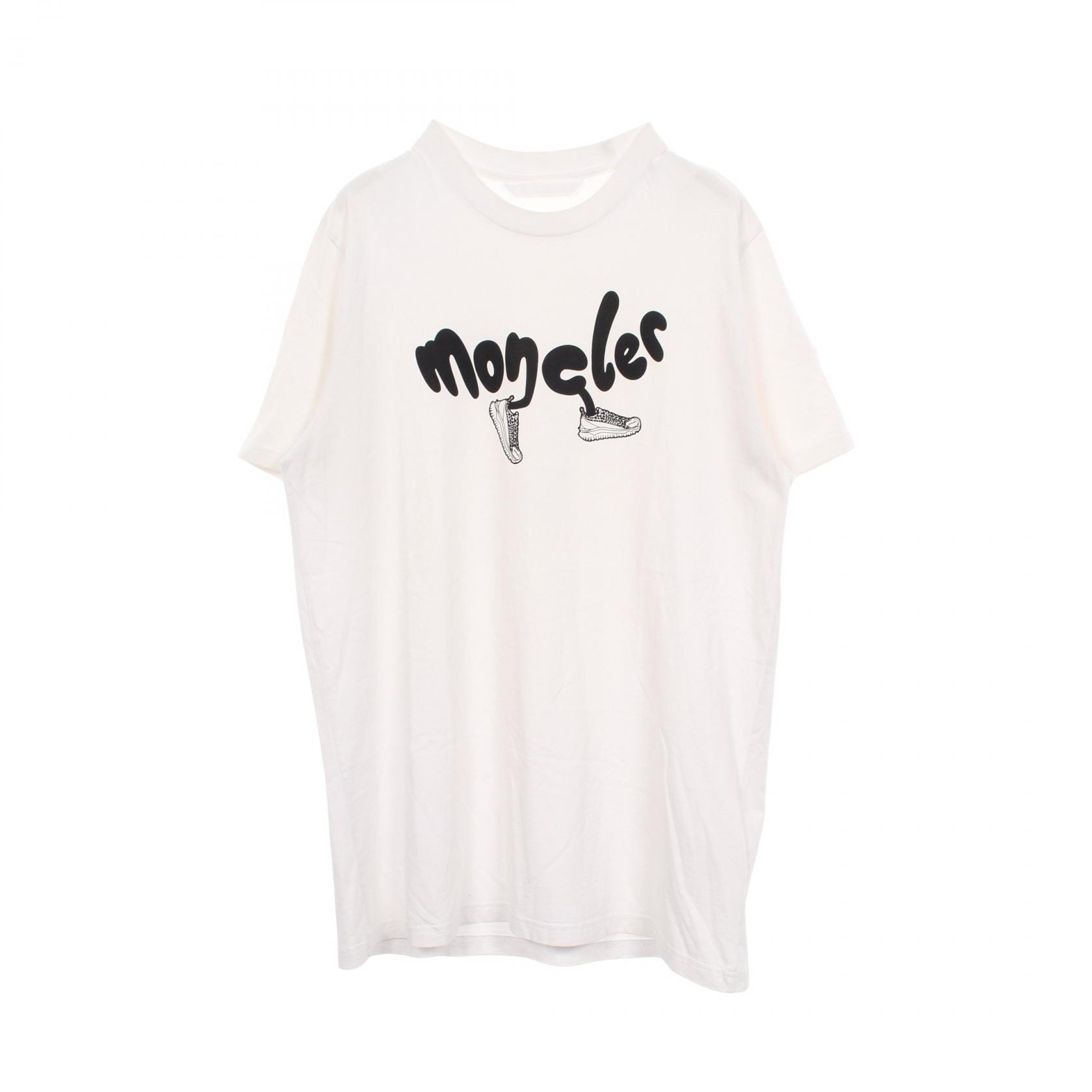 モンクレール MONCLER ロゴプリント 半袖Tシャツ 衣料品 トップス コットン メンズ ホワイト系 【中古】