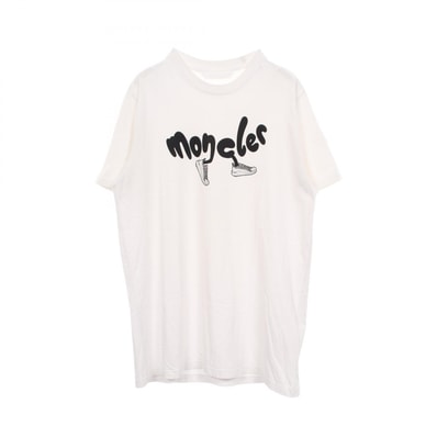モンクレール MONCLER ロゴプリント 半袖Tシャツ 衣料品 トップス コットン メンズ ホワイト系 【中古】