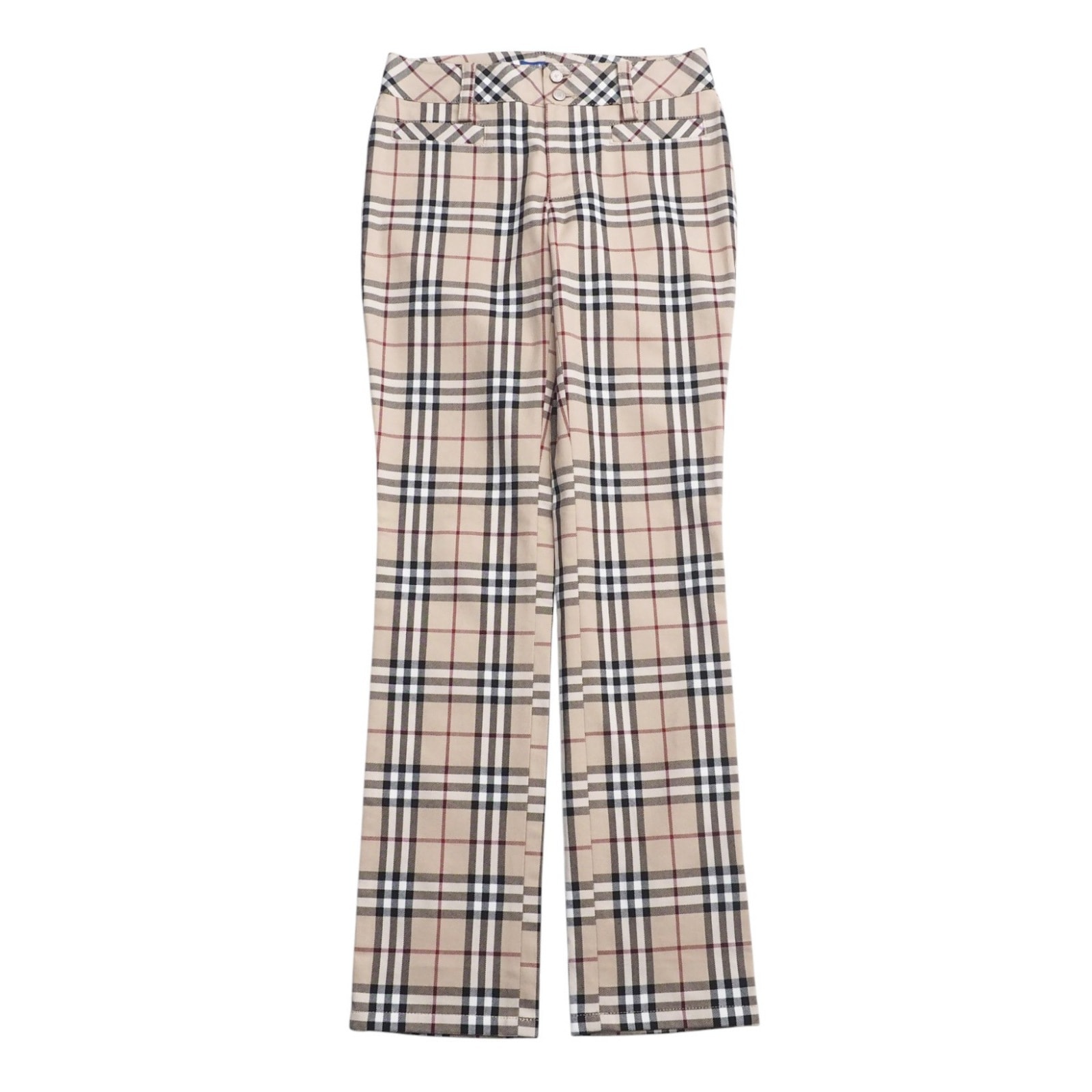 BURBERRY BLUE LABEL バーバリーブルーレーベル パンツ サイズ34 チェック コットン ベージュ ロゴ刺繍 ブランド古着【中古】20250411/RA4149