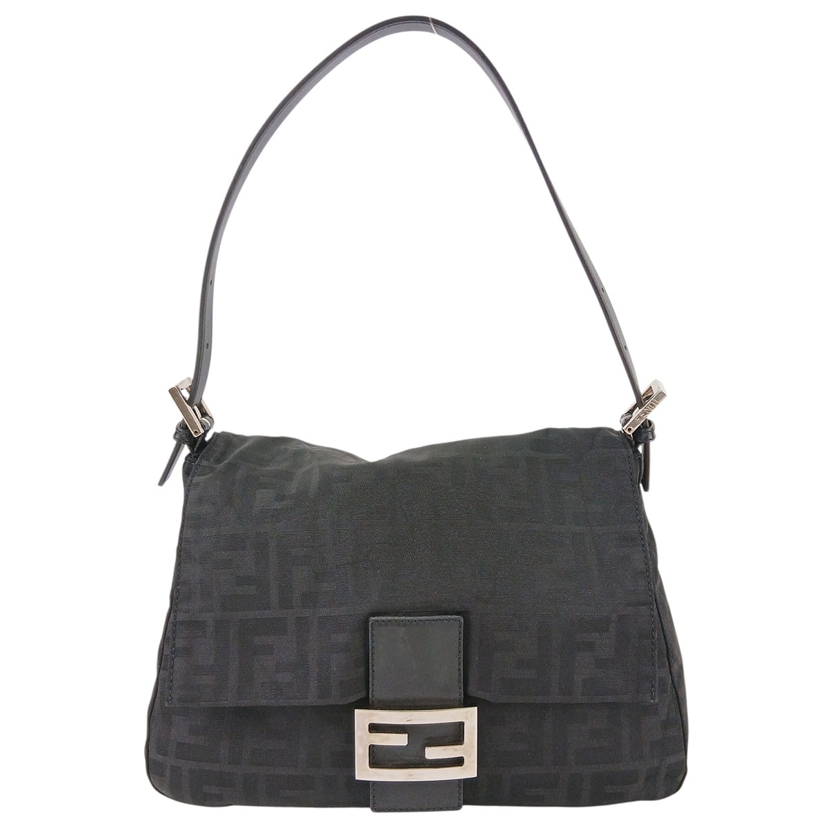 FENDI フェンディ マンマバケット ワンショルダー ズッカ柄 ショルダーバッグ 26325 キャンバス レザー ブラック  レディース【中古】