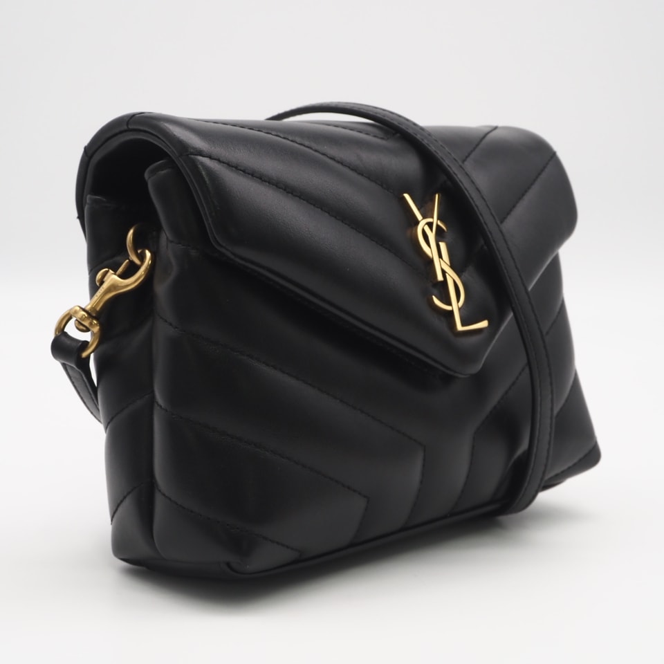 美品 SAINT LAURENT サンローラン カーフスキン ルル トイバッグ 678401 ショルダーバッグ ブラック カーフレザー レディース