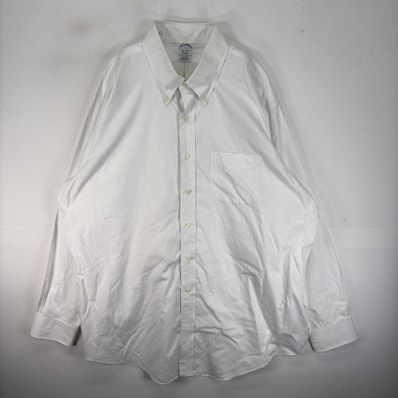 古着 ブルックスブラザーズ Brooks Brothers 長袖シャツ ボタンダウン 胸ポケット 2XL ホワイト系 無地 メンズ