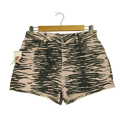 Print Denim High Waisted Hotpant ゼブラ ショートパンツ【1141633963382】