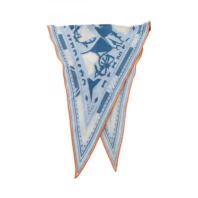 エルメス HERMES ロザンジュ PUZZLE ストール 衣料品 シルク カシミヤ シルク レディース ブルー系 / ネイビー系 / マルチカラー 【中古】