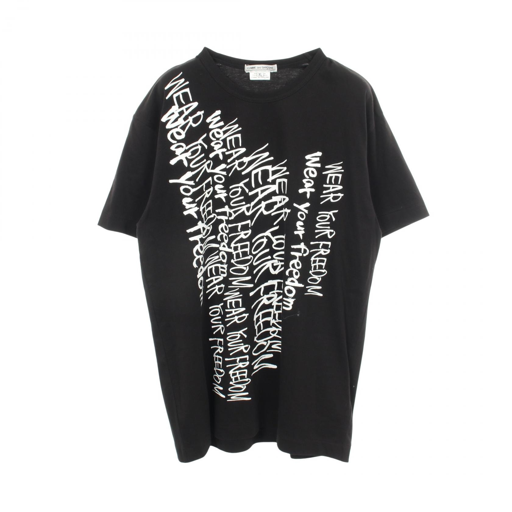 コムデギャルソン COMME des GARCONS メッセージプリント 半袖Tシャツ 衣料品 トップス コットン メンズ ブラック系 【中古】