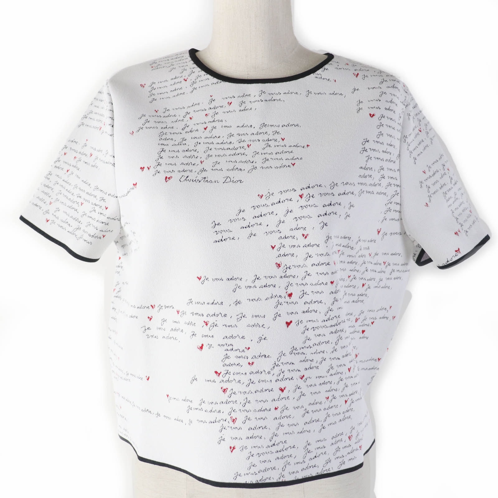 極美品 クリスチャンディオール
 半袖ニット Je Vous Adore テクニカル ホワイト系 レディース 42 454S36AM552