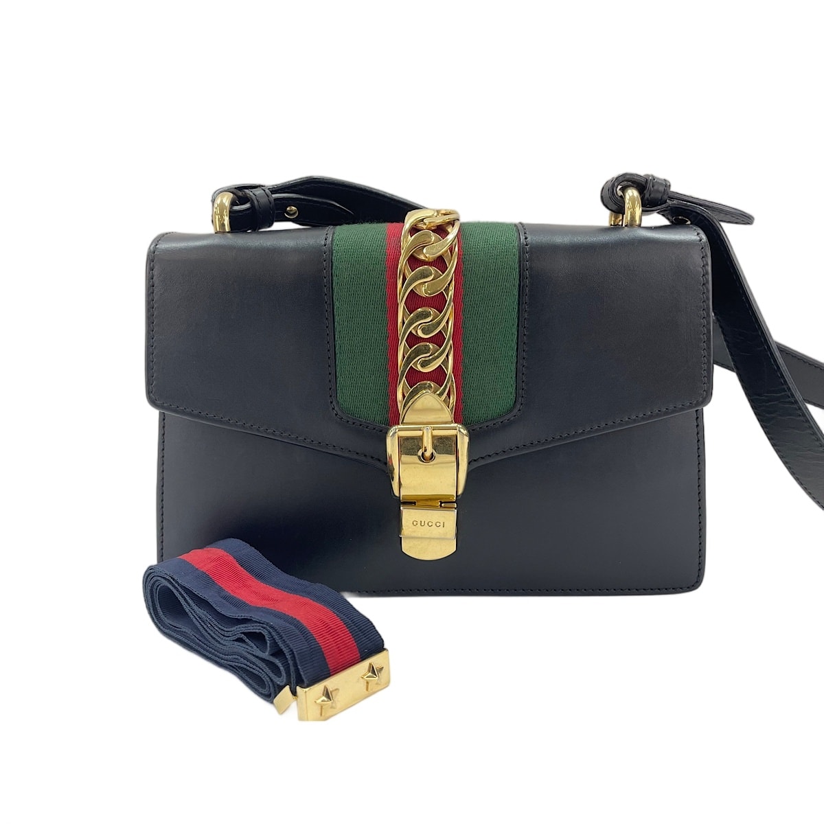 グッチ GUCCI レザー シェリーライン ショルダーバッグ【中古】