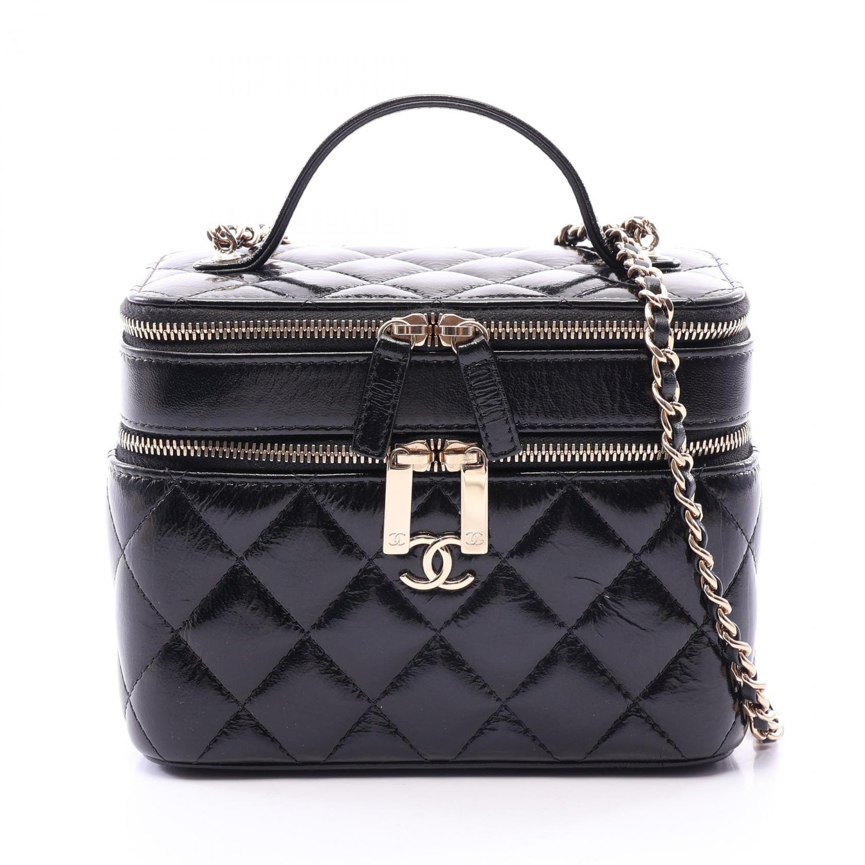 シャネル CHANEL マトラッセ バニティ 2WAY ショルダーバッグ バッグ シャイニーラムスキン レディース ブラック系 AP2917 【中古】