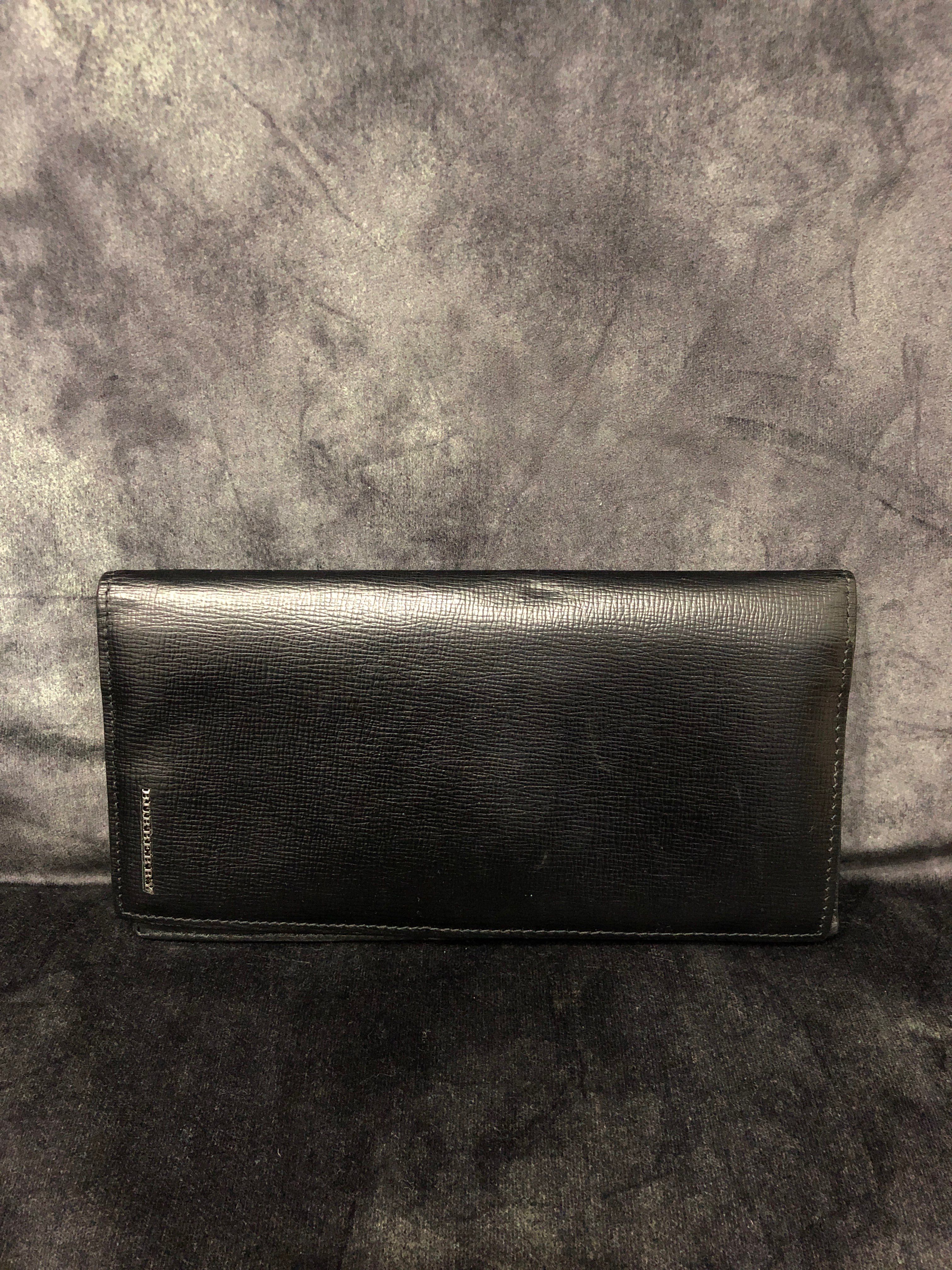 バーバリー 長財布 ブラックレザー