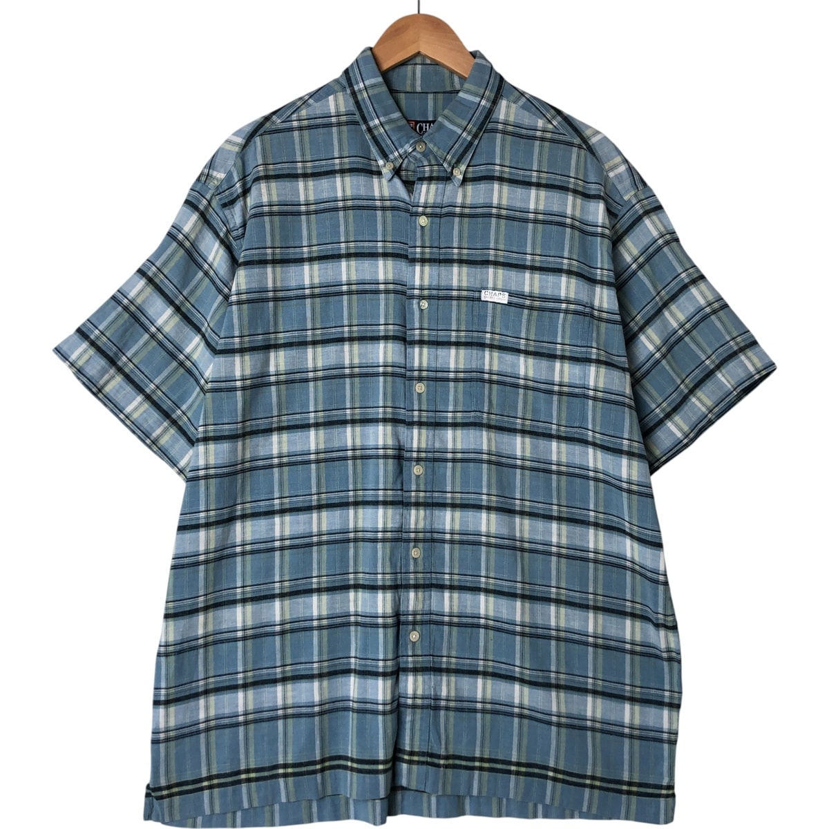 古着 90年代 ラルフローレン Ralph Lauren CHAPS チャップス チェック柄 半袖 コットン×ヘンプシャツ ボックスシャツ メンズL相当 ヴィンテージ/eaa551686