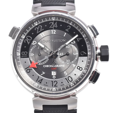 ルイ・ヴィトン LOUIS VUITTON Q1A40 タンブール グラフィット クロノグラフ GMT 自動巻き メンズ 美品 箱・保証書付き 腕時計 L#150755