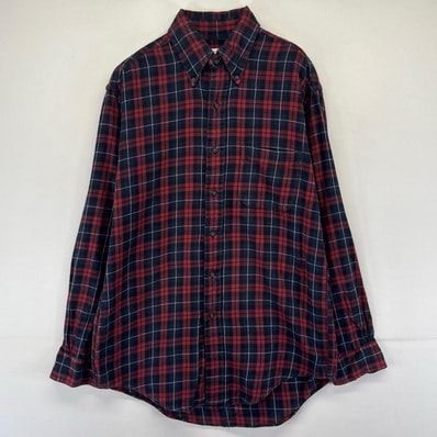 古着 ブルックスブラザーズ Brooks Brothers 長袖シャツ ボタンダウン 胸ポケット 薄手 ネルシャツ S レッド系 チェック メンズ