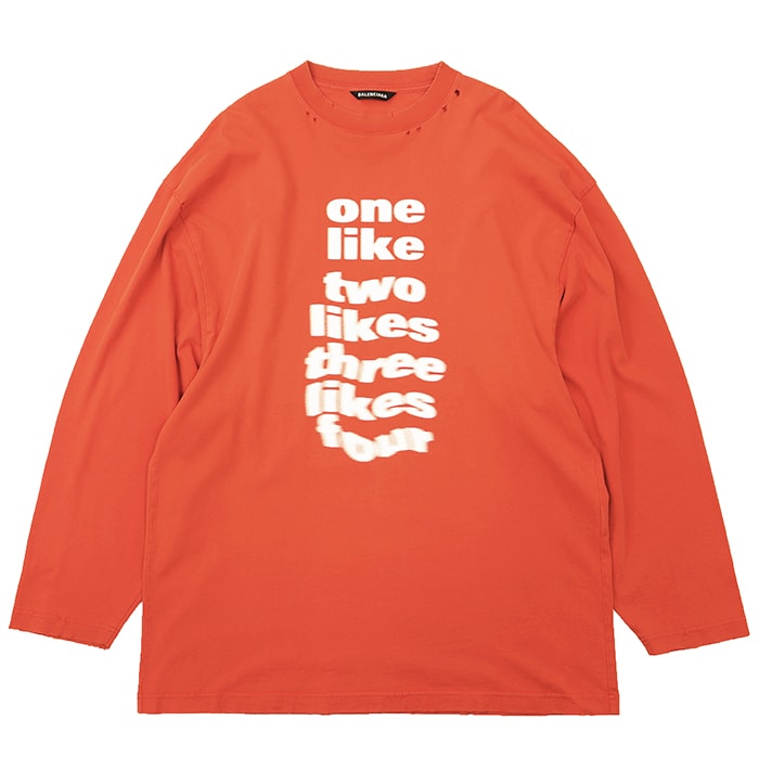 【SALE】BALENCIAGA バレンシアガ カットソー 半袖 Tシャツ サイズ XXS メンズ 2020年製 プリント ダメージ加工 コットン100% ショートスリーブ トップス オレンジ 橙色 ポルトガル製