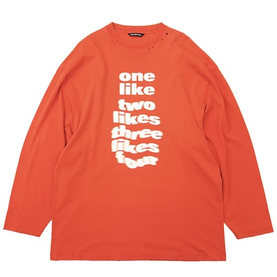 【SALE】BALENCIAGA バレンシアガ カットソー 半袖 Tシャツ サイズ XXS メンズ 2020年製 プリント ダメージ加工 コットン100% ショートスリーブ トップス オレンジ 橙色 ポルトガル製