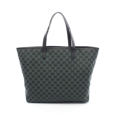 グッチ GUCCI GGキャンバス トートバッグ バッグ キャンバス レザー レディース ブラック系 / グリーン系 238696 【中古】