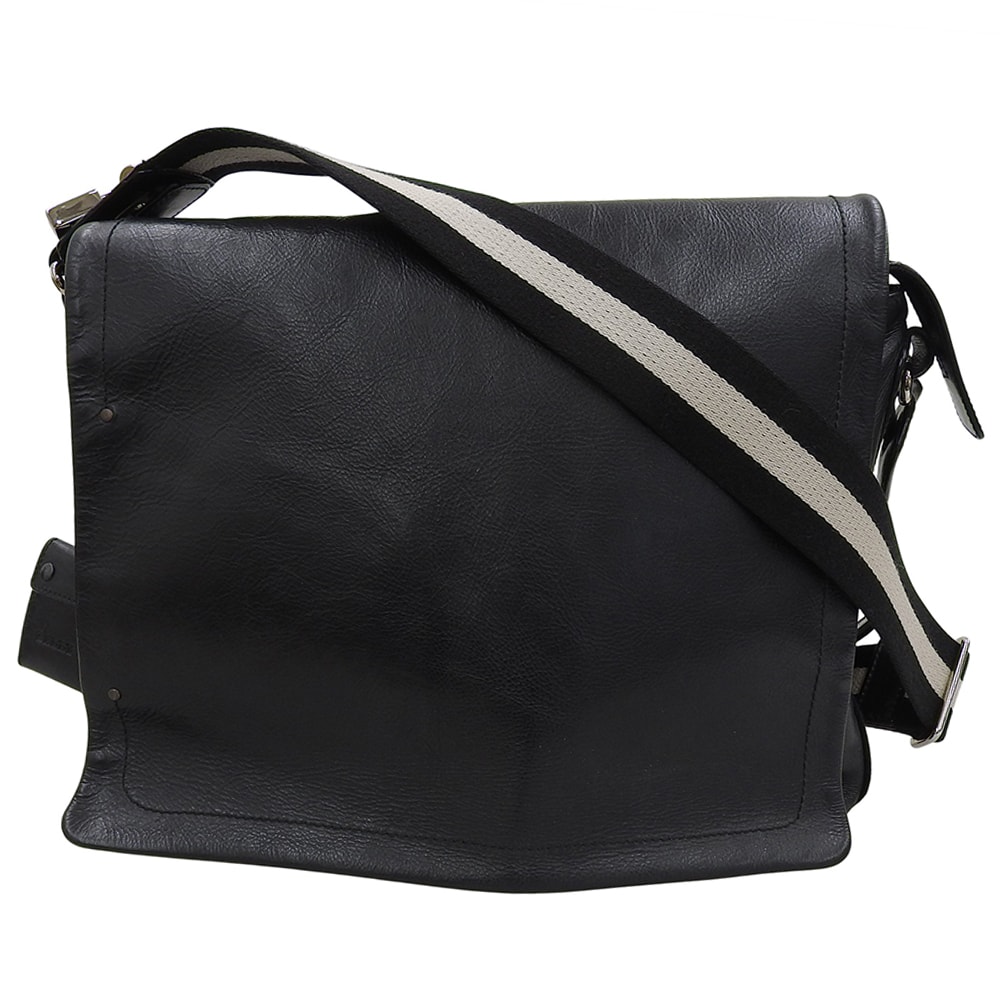 バリー レザー メッセンジャー ショルダーバッグ メンズ ブラック