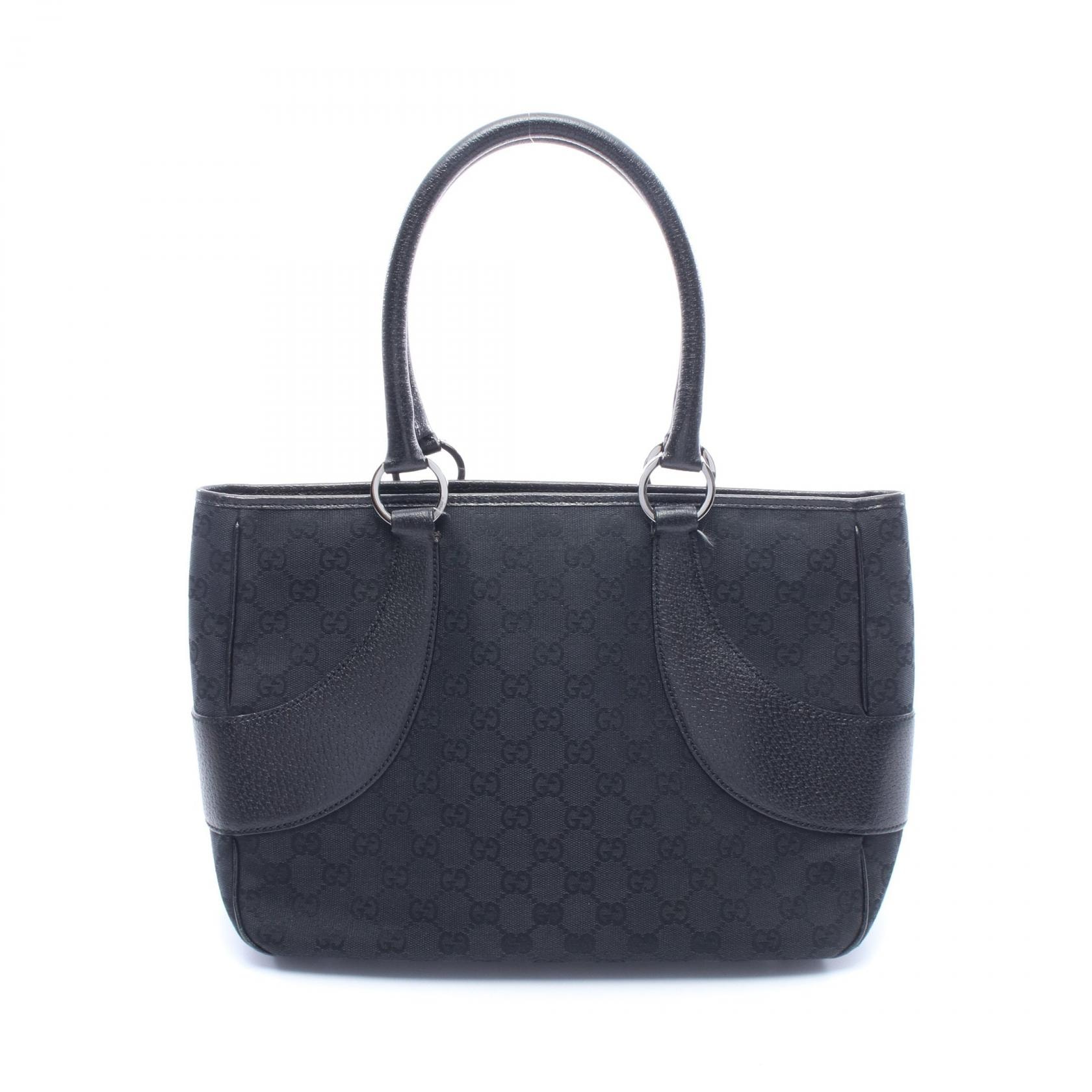 グッチ GUCCI GGキャンバス ハンドバッグ バッグ キャンバス レザー レディース ブラック系 113011 【中古】