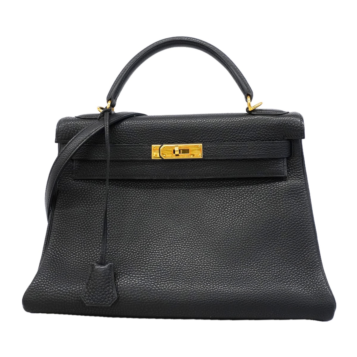 【6kb1533】エルメス ハンドバッグ ケリー32 トリヨンクレマンス ブラック ゴールド金具 □D刻印 2wayバッグ【中古】レディース