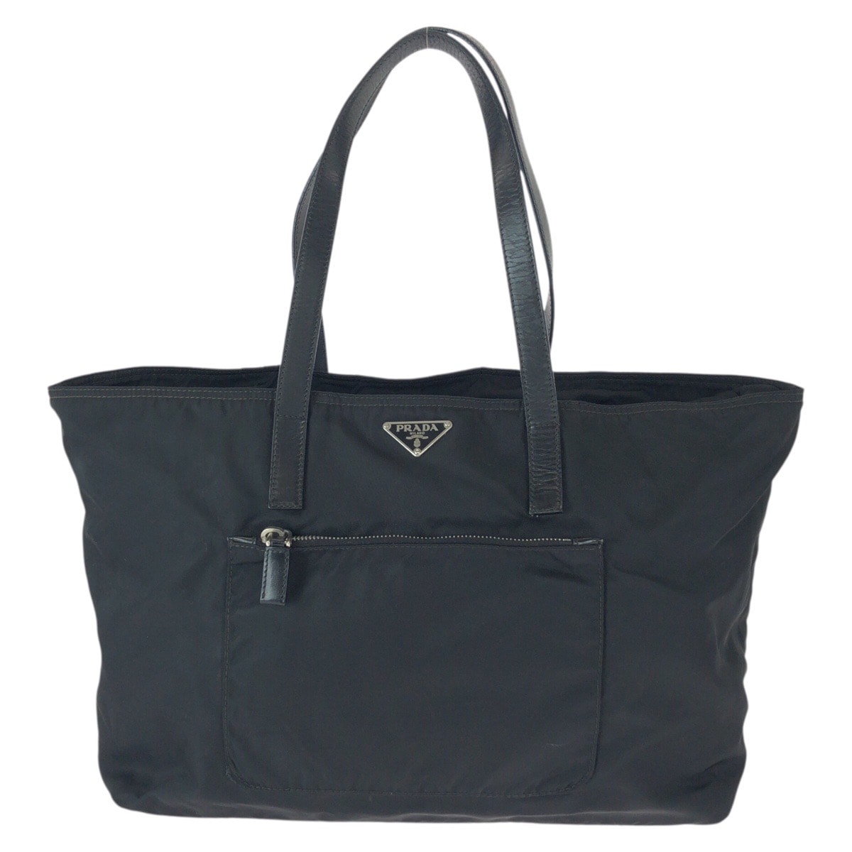美品 PRADA プラダ テスート 三角ロゴプレート ブラック 黒 シルバー金具 ナイロン レザー/ トートバッグ ショルダーバッグ 601298 【中古】