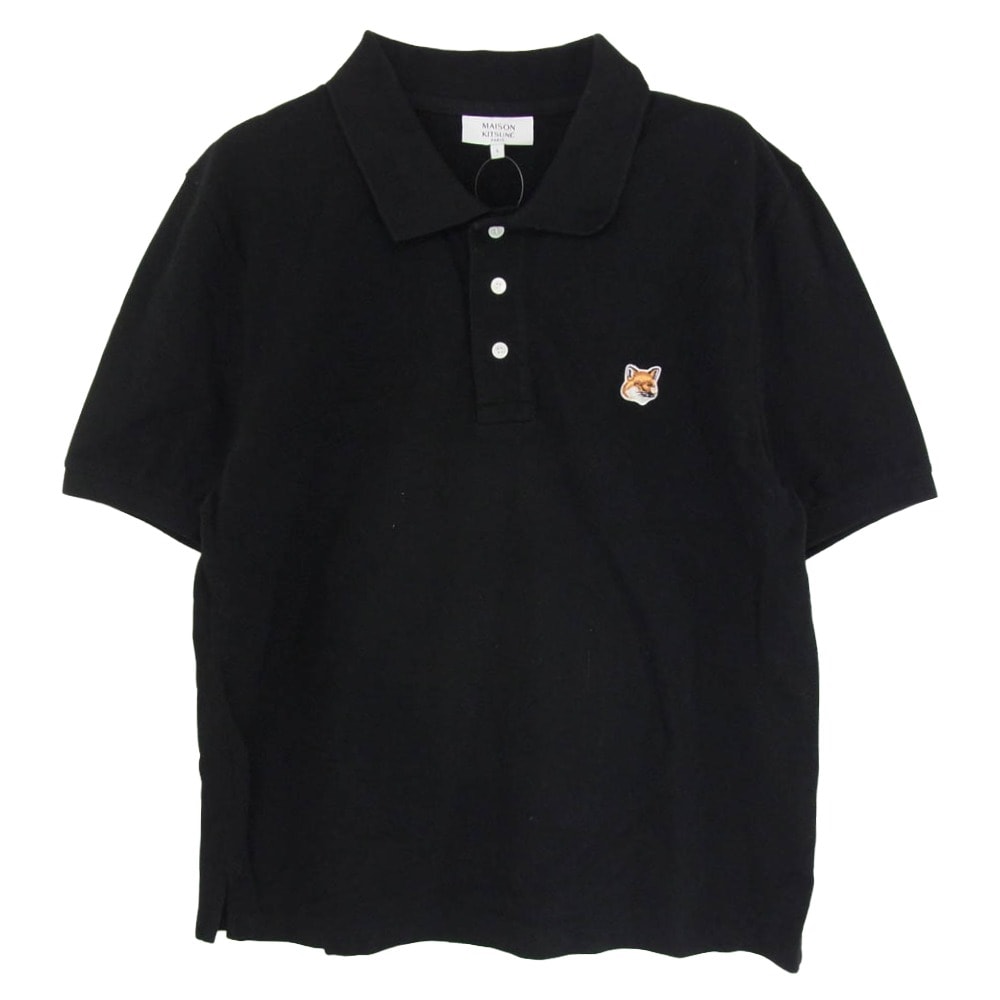 MAISON KITSUNE メゾンキツネ ポロシャツ LM00208KJ7002 SS POLO SHIRT フォックスヘッドパッチ 半袖 ポロシャツ ブラック系 L【中古】