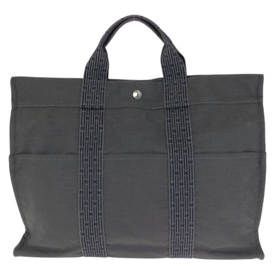 美品 HERMES エルメス エールライン MM グレー シルバー金具 ポリアミド ポリエステル/ トートバッグ ハンドバッグ 602076 【中古】