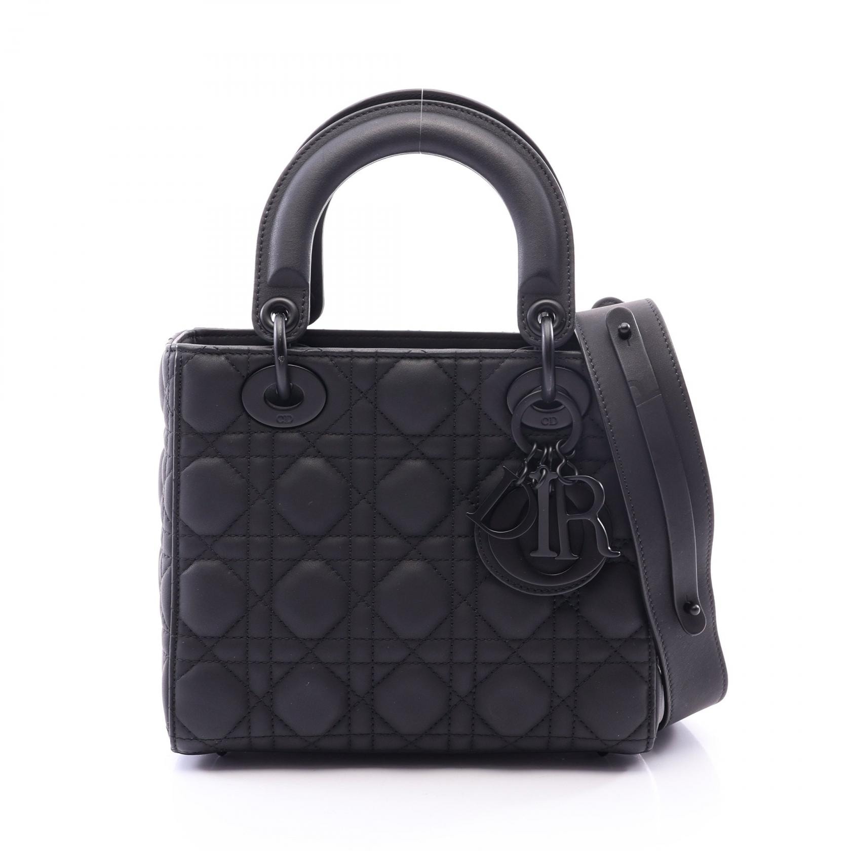 ディオール Dior LADY DIOR MY ABCDIOR レディディオール スモール カナージュ 2WAY ハンドバッグ バッグ レザー レディース ブラック系 【中古】