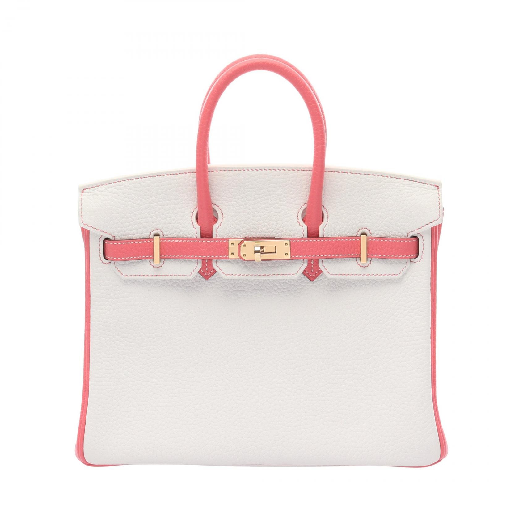 エルメス HERMES バーキン25 ハンドバッグ バッグ レザー トゴ トゴ ホワイト Y刻印(2020年製造) レディース ホワイト系 / ピンク系 / ローズアザレ 【中古】