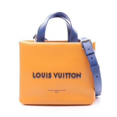 ルイ・ヴィトン LOUIS VUITTON ショッパートート MINI 2WAY ハンドバッグ バッグ レザー オレンジ メンズ オレンジ系 / ブルー系 M28310 【中古】