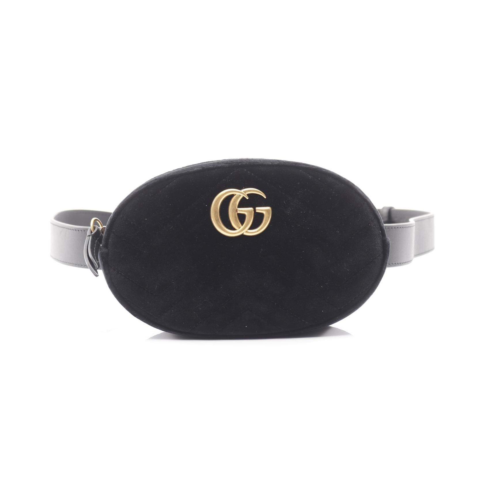 グッチ GUCCI GGマーモント ウエストバッグ バッグ ファブリック レザー レディース ブラック系 476434 【中古】
