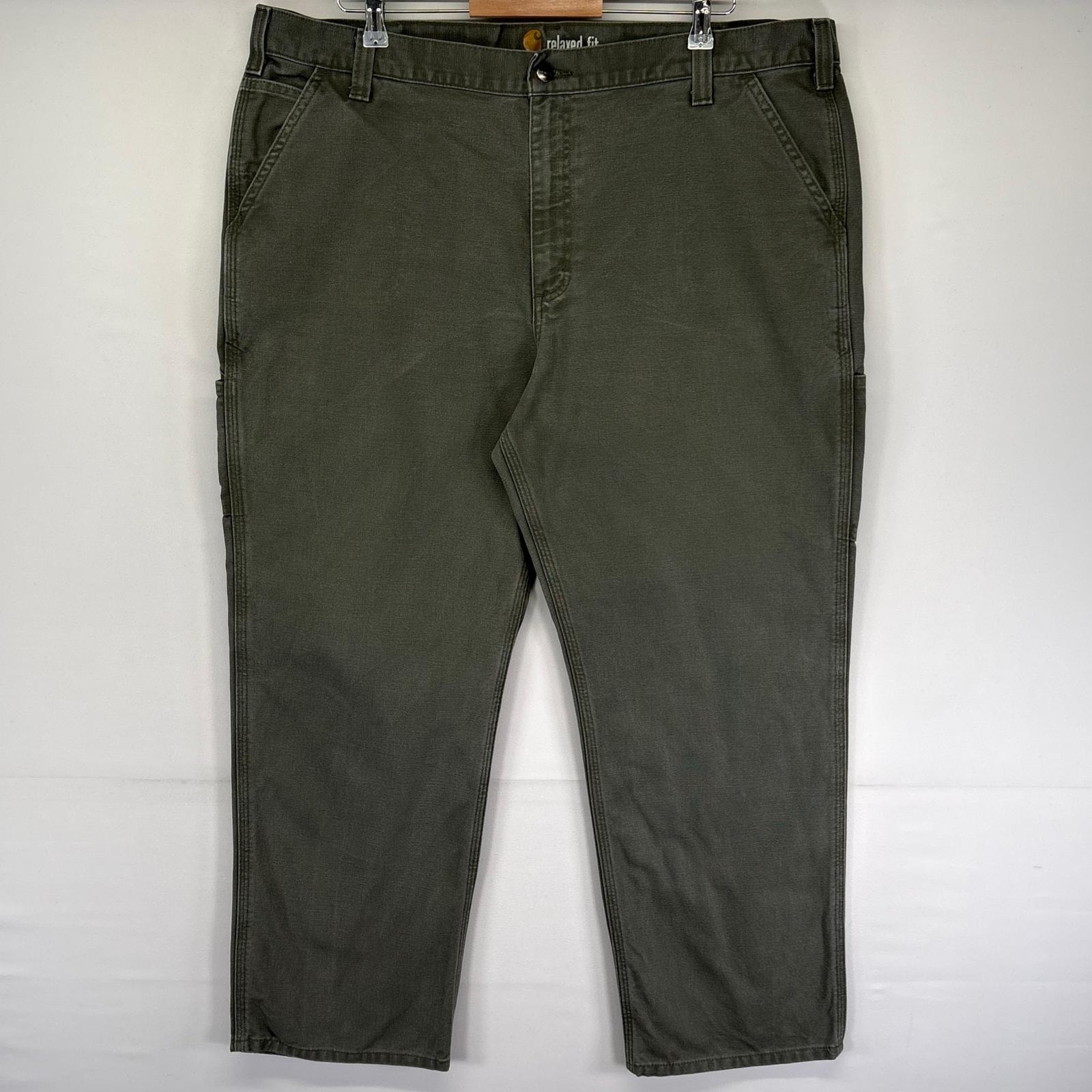 古着 カーハート Carhartt パンツ ワークパンツ ダック 大きいサイズ リラックスフィット ジッパーフライ w42 L30  カーキ系 メンズ