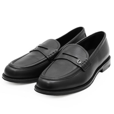 【極美品】Dior ディオール コインローファー レザー ロゴ メタルチャーム スリッポン シューズ 靴 メンズ サイズ 42 ブラック 黒 イタリア製