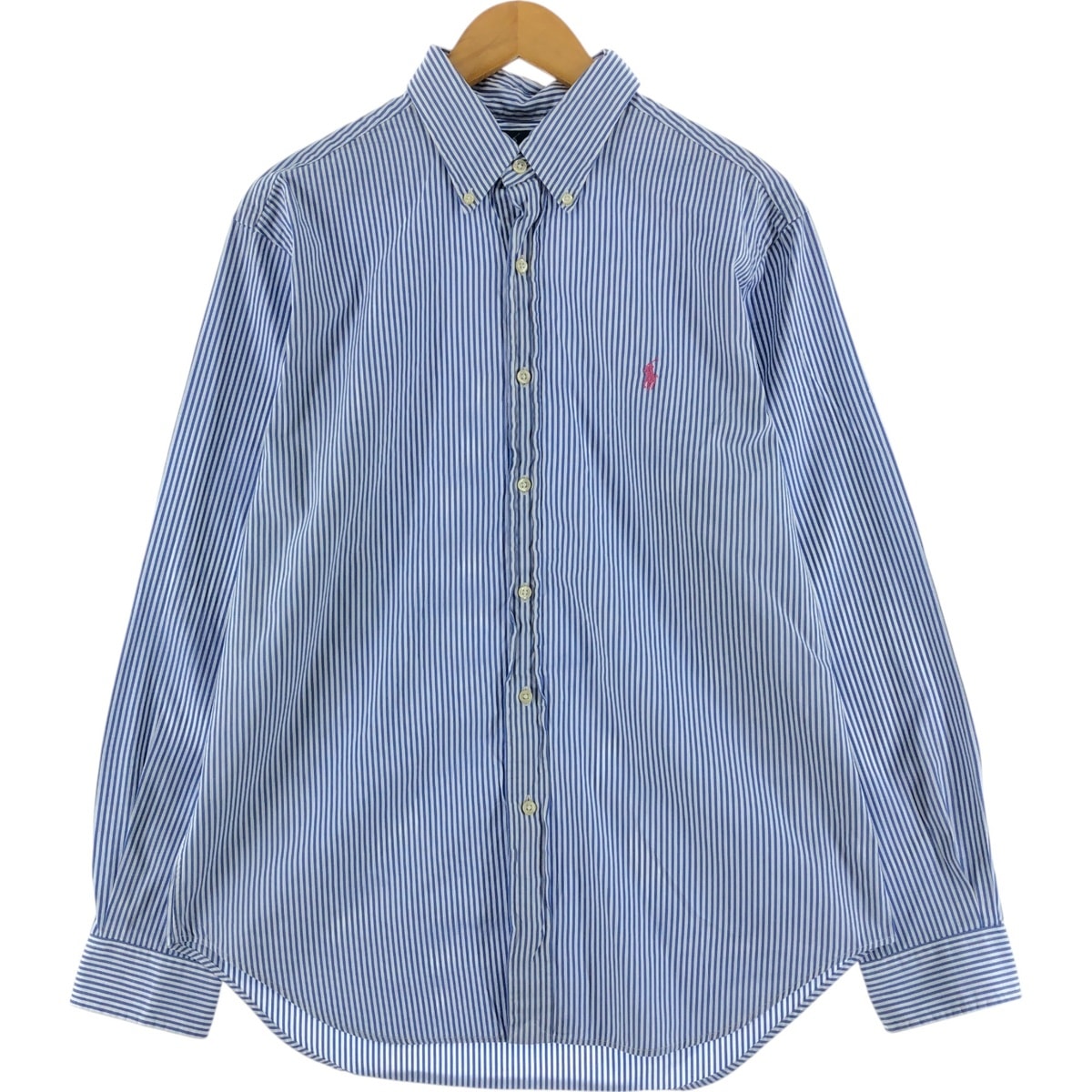 古着 ラルフローレン Ralph Lauren CLASSIC FIT クラシックフィット 長袖 ボタンダウンストライプシャツ メンズL相当/eaa525628