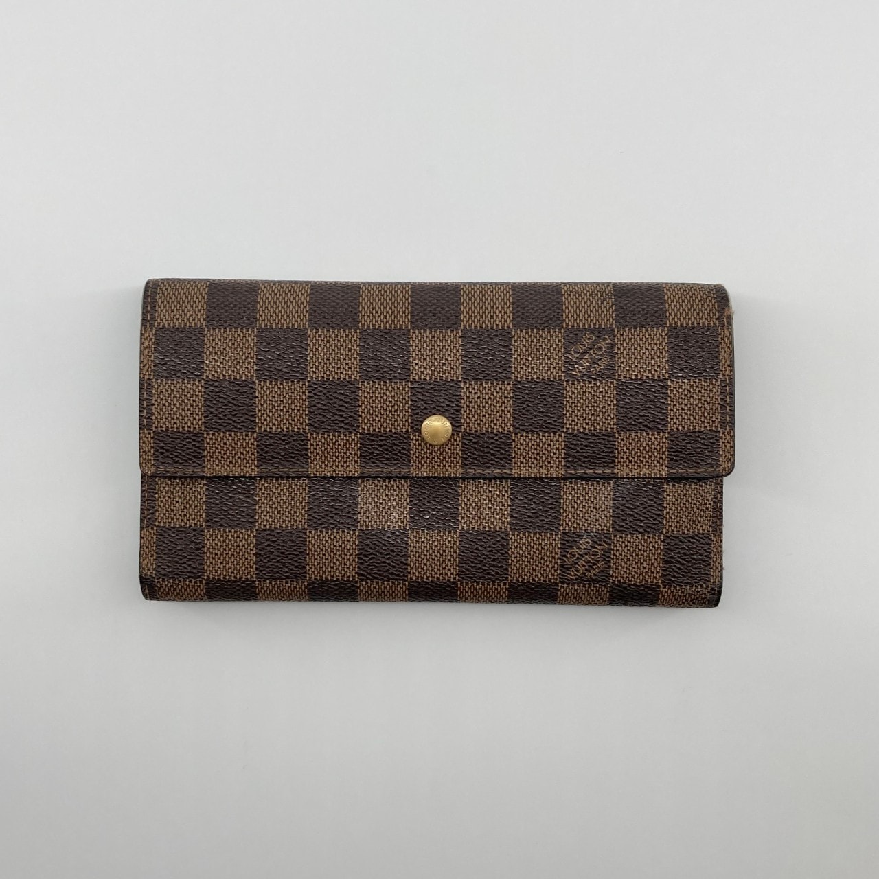 LOUIS VUITTON(ルイ・ヴィトン) ポルトフォイユインターナショナル エベヌ ダミエキャンバス N61217 三つ折り財布 186.7g ブラウン