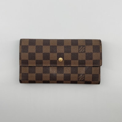LOUIS VUITTON(ルイ・ヴィトン) ポルトフォイユインターナショナル エベヌ ダミエキャンバス N61217 三つ折り財布 186.7g ブラウン