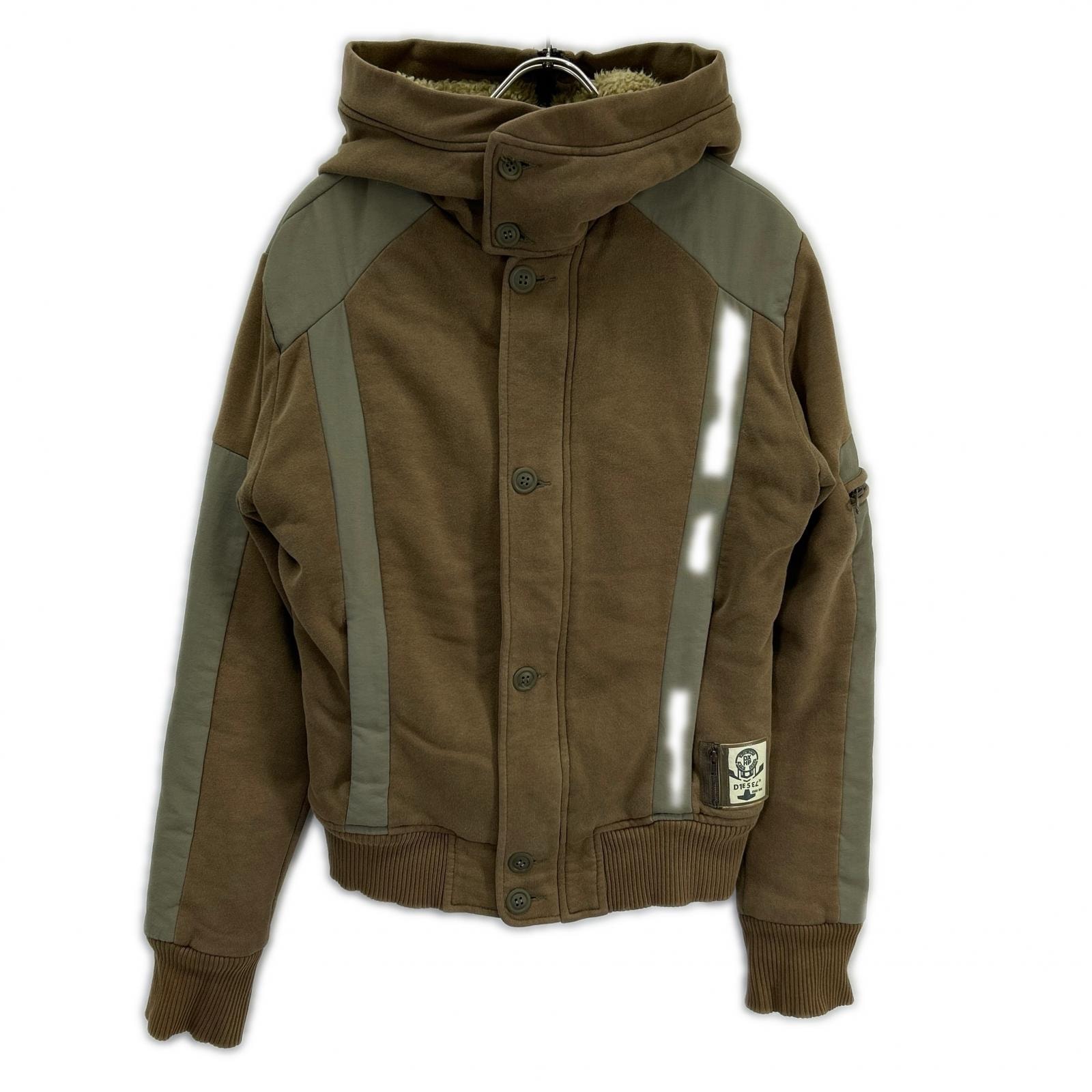 ディーゼル カーキ 切り替えデザイン フード付きジャケット L