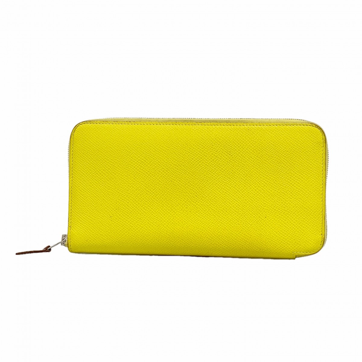 【6ga0728】エルメス 長財布 アザップロングシルクイン ヴォーエプソン ライム シルバー金具 Y刻印【中古】レディース