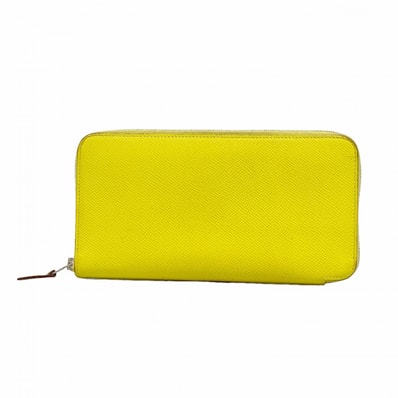 【6ga0728】エルメス 長財布 アザップロングシルクイン ヴォーエプソン ライム シルバー金具 Y刻印【中古】レディース