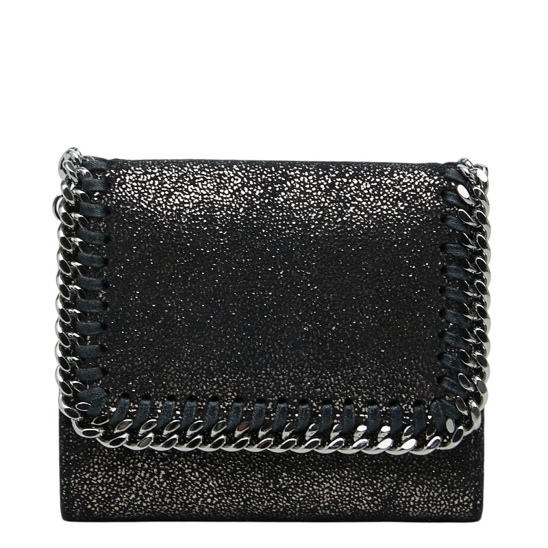 ステラマッカートニー ファラベラ 三つ折り財布 ブラック ポリエステル シャギーディア レディース Stella McCartney 【中古】