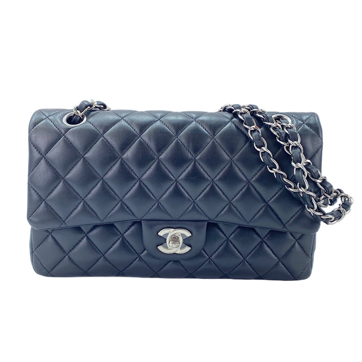 シャネル CHANEL ラムスキン マトラッセ 25 ダブルフラップ ショルダーバッグ【中古】