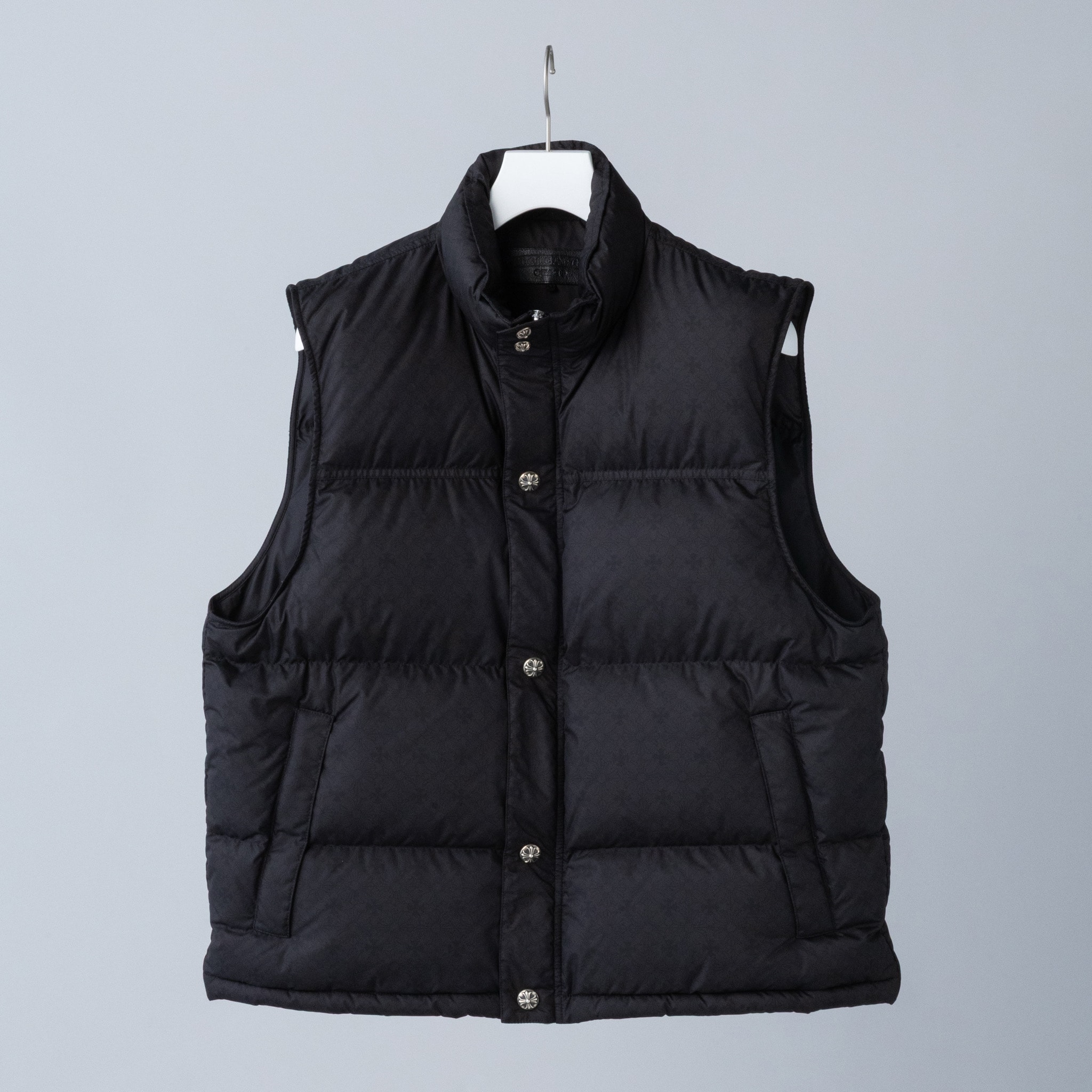 Chrome Hearts Stiff CH Plus All Over Pattern Crossball Button Nylon Down Vest "Black"
